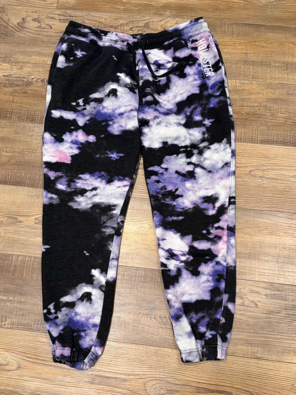Hollister Black, Purple & White Tie-Dye Joggers